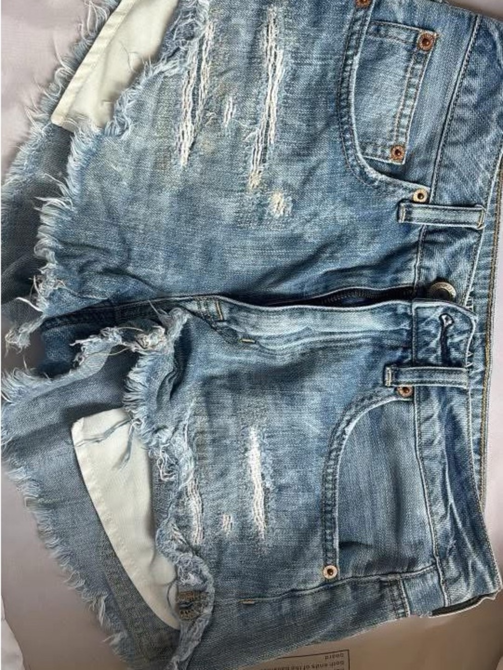 American Eagle Outfitters Distressed Light Blue Denim Shorts